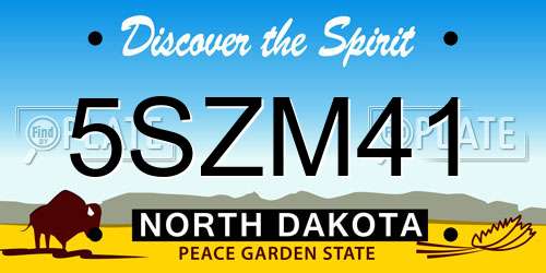 5SZM41 North Dakota License Plate