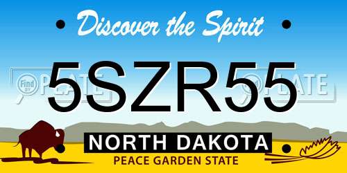 5SZR55 North Dakota License Plate