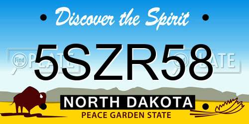 5SZR58 North Dakota License Plate