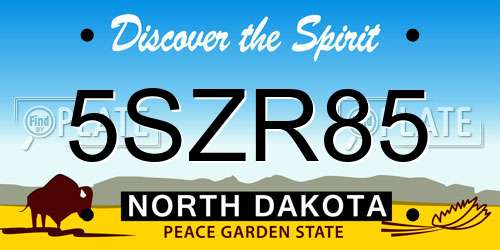 5SZR85 North Dakota License Plate