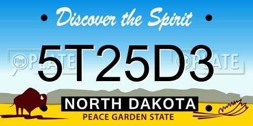 5T25D3 North Dakota License Plate