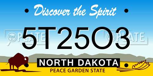 5T25O3 North Dakota License Plate