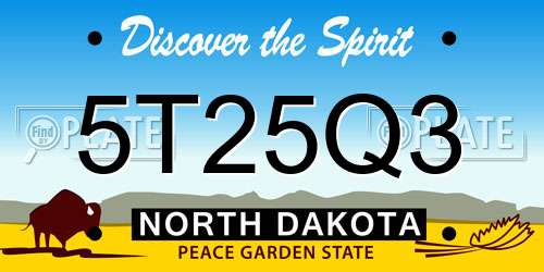 5T25Q3 North Dakota License Plate