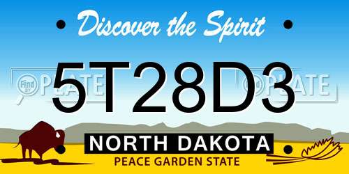 5T28D3 North Dakota License Plate