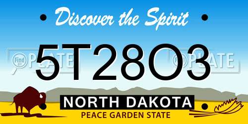 5T28O3 North Dakota License Plate