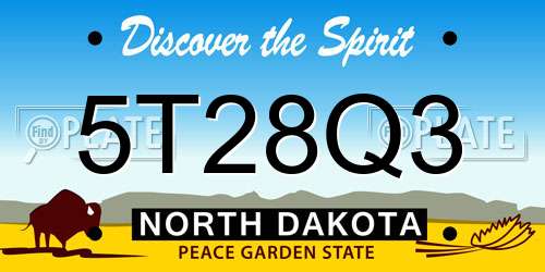 5T28Q3 North Dakota License Plate