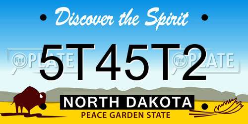5T45T2 North Dakota License Plate