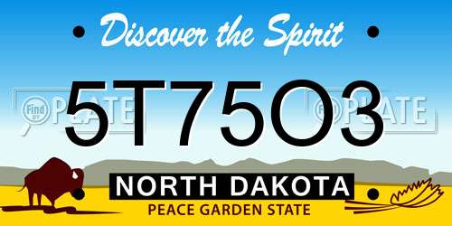5T75O3 North Dakota License Plate