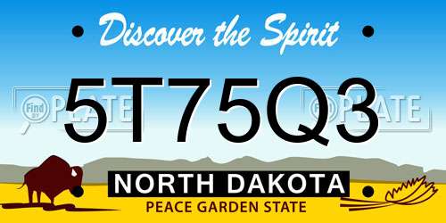 5T75Q3 North Dakota License Plate