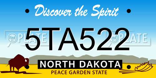 5TA522 North Dakota License Plate