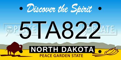 5TA822 North Dakota License Plate