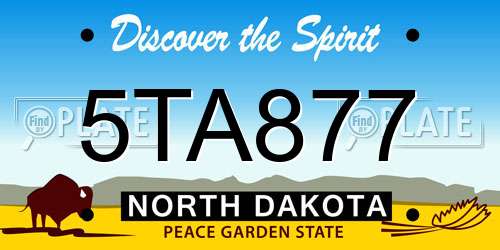5TA877 North Dakota License Plate