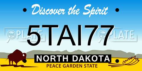 5TAI77 North Dakota License Plate