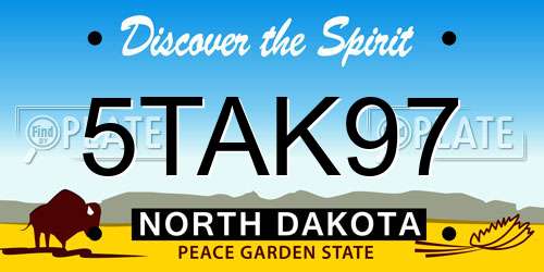 5TAK97 North Dakota License Plate