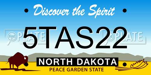 5TAS22 North Dakota License Plate