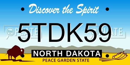 5TDK59 North Dakota License Plate