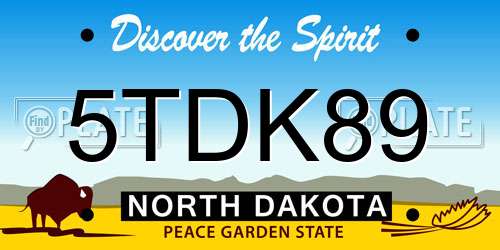 5TDK89 North Dakota License Plate