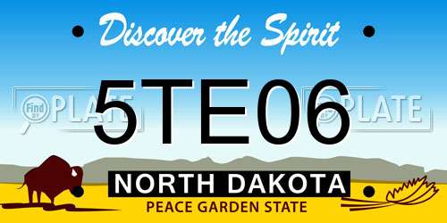5TE06 North Dakota License Plate