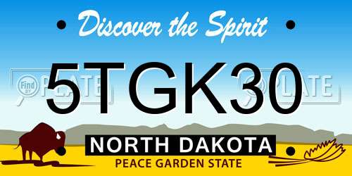 5TGK30 North Dakota License Plate
