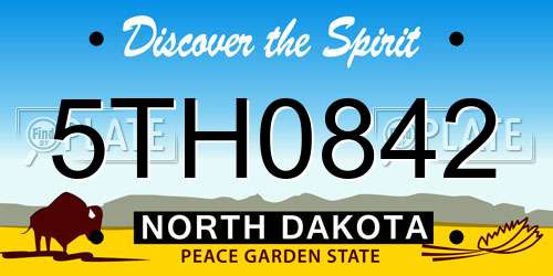 5TH0842 North Dakota License Plate