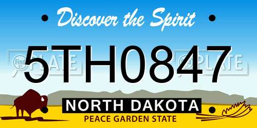 5TH0847 North Dakota License Plate