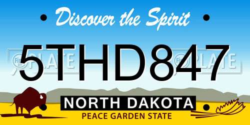 5THD847 North Dakota License Plate