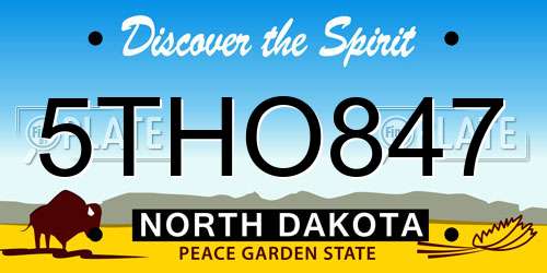 5THO847 North Dakota License Plate