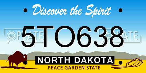 5TO638 North Dakota License Plate
