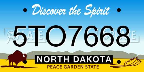 5TO7668 North Dakota License Plate