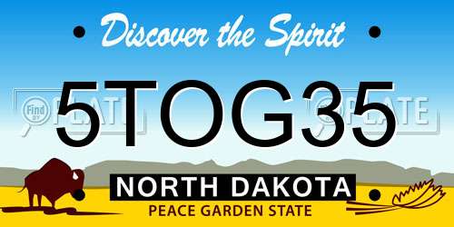 5TOG35 North Dakota License Plate
