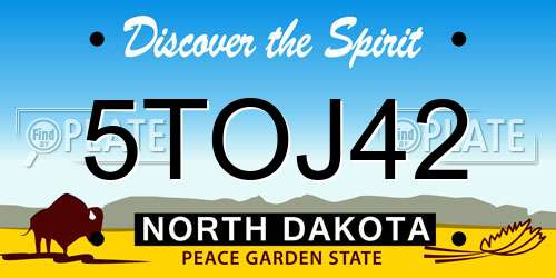 5TOJ42 North Dakota License Plate