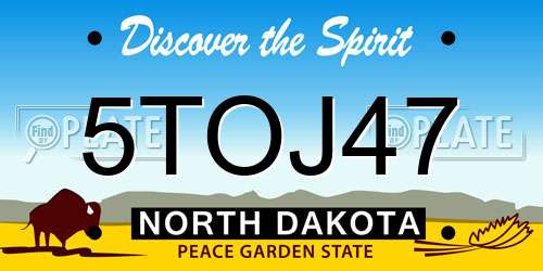 5TOJ47 North Dakota License Plate