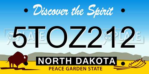 5TOZ212 North Dakota License Plate