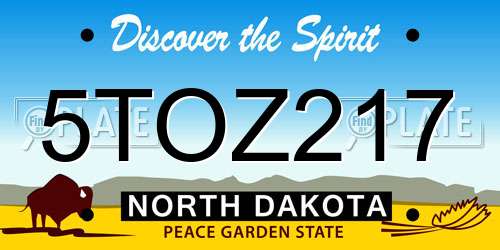 5TOZ217 North Dakota License Plate
