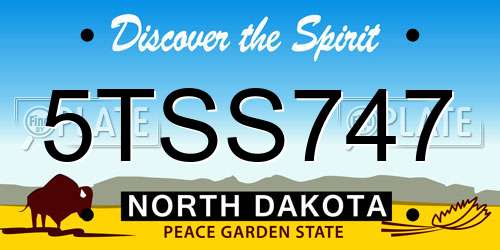 5TSS747 North Dakota License Plate