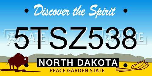 5TSZ538 North Dakota License Plate