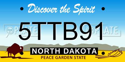 5TTB91 North Dakota License Plate