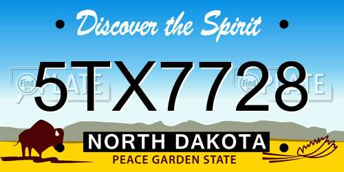 5TX7728 North Dakota License Plate