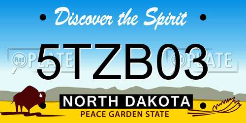 5TZB03 North Dakota License Plate