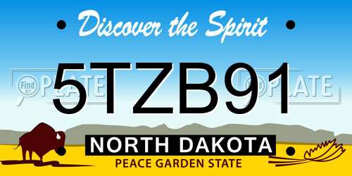 5TZB91 North Dakota License Plate