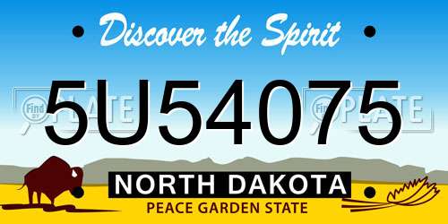 5U54075 North Dakota License Plate