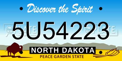 5U54223 North Dakota License Plate