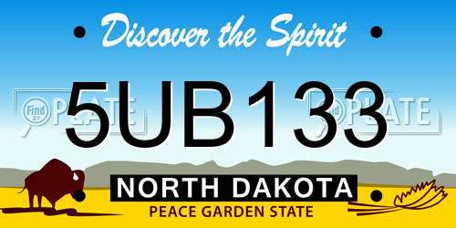 5UB133 North Dakota License Plate