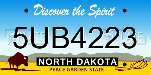 5UB4223 North Dakota License Plate