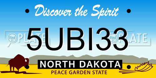 5UBI33 North Dakota License Plate