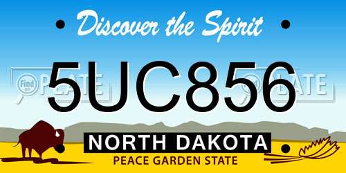 5UC856 North Dakota License Plate