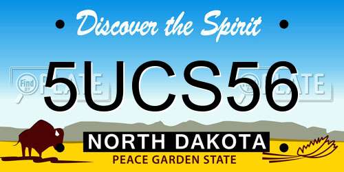 5UCS56 North Dakota License Plate
