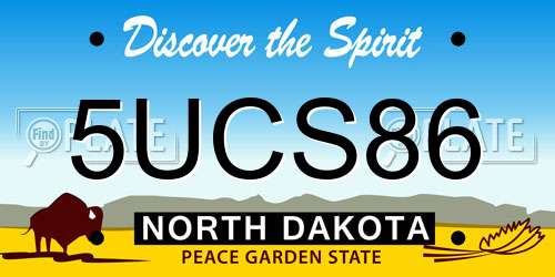 5UCS86 North Dakota License Plate