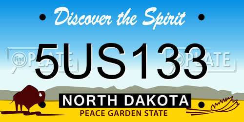 5US133 North Dakota License Plate