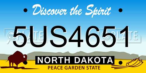 5US4651 North Dakota License Plate
